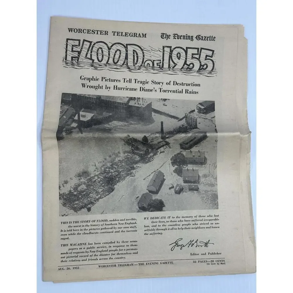 VTG Worcester Telegram Evening‎ Gazette Flood Of 1955 Newspaper Graphic Pictures